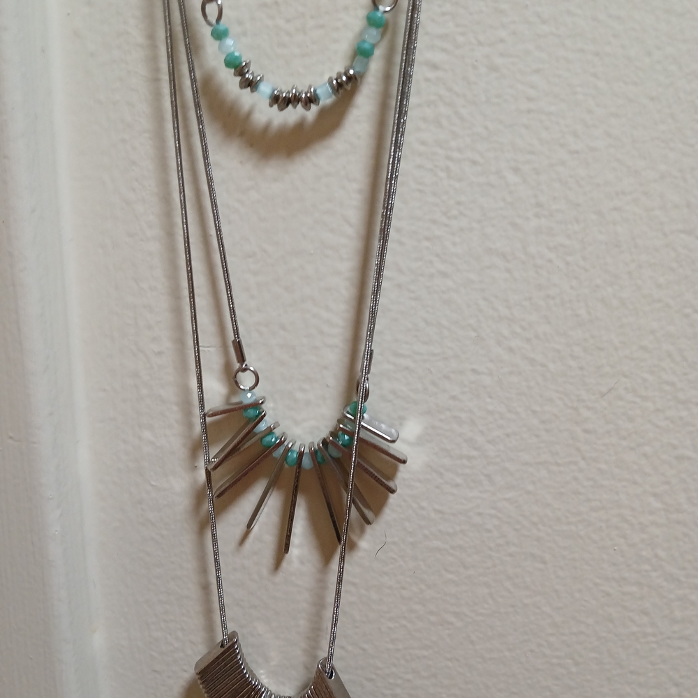 Banana Republic Silver and Turquoise Layered Necklace